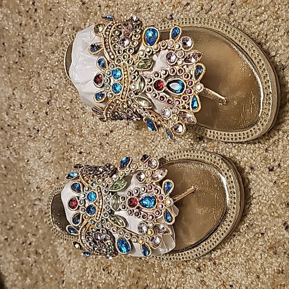 Lauren Lorraine Gold Jeweled Sandals